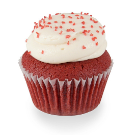 Famous red velvet cupcake topped with cream cheese frosting 