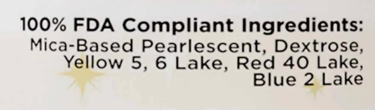 List of FDA compliant ingredients on a white background