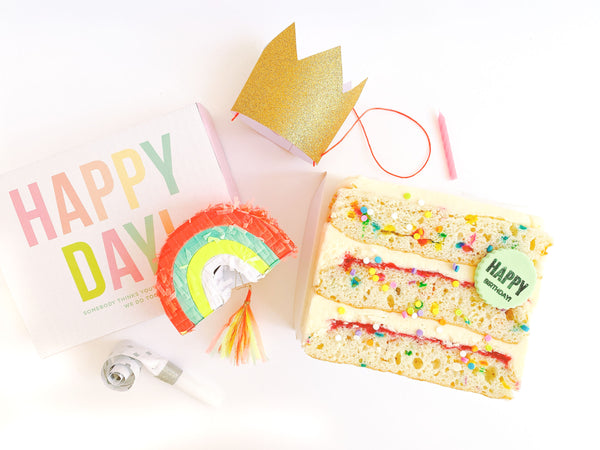 Birthday Cake gift box with pinata and birthday hat